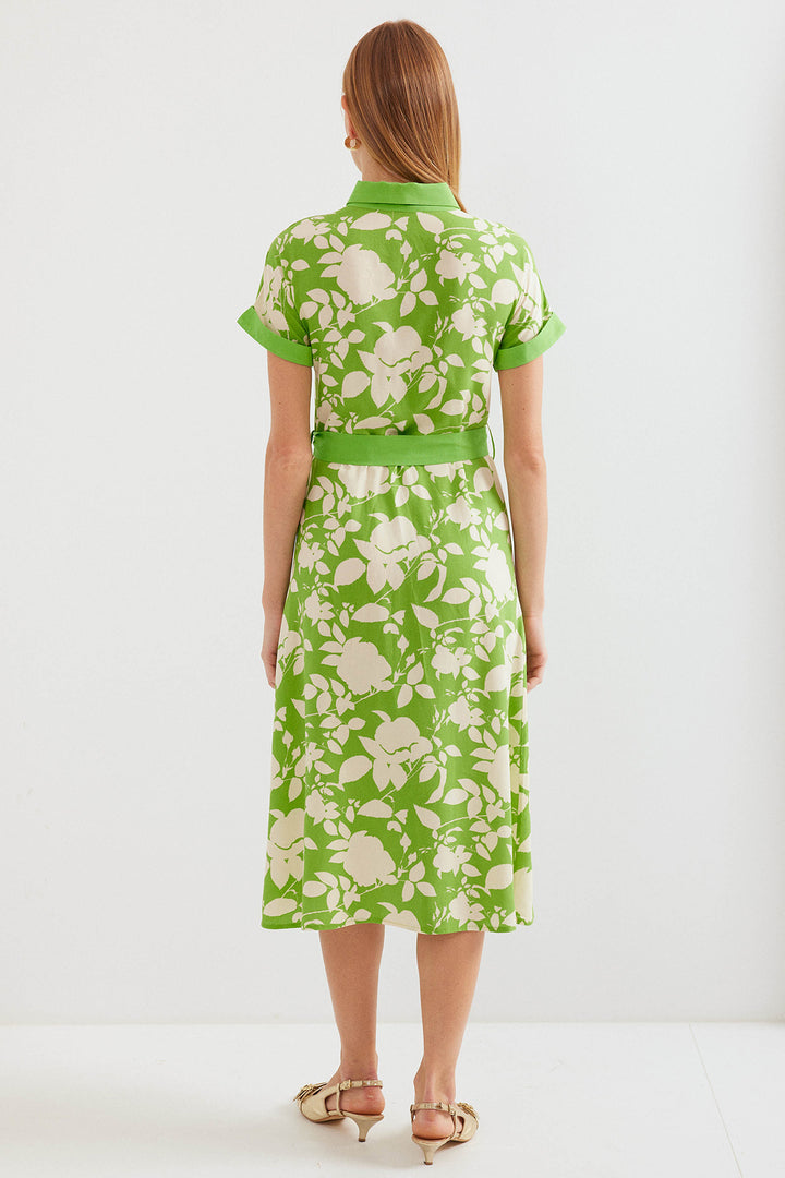 BGD Women Patterned Shirt Dress - Green - Avondale