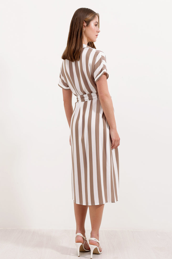 BGD Women Striped Shirt Dress - Beige - Avondale