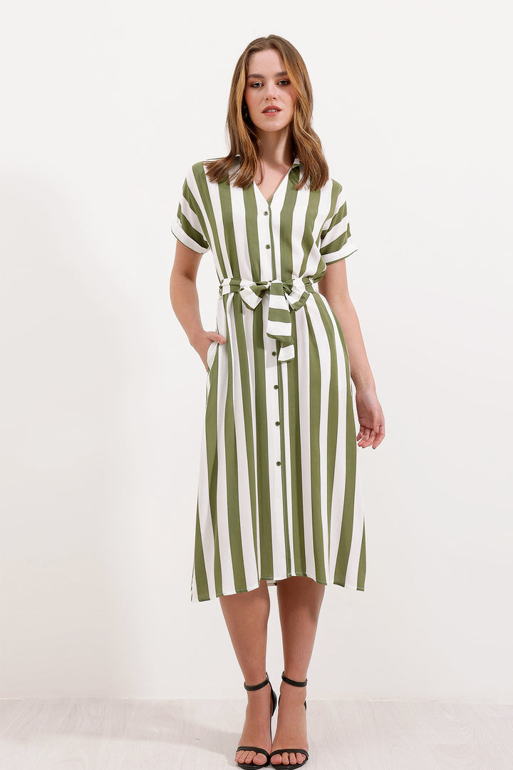 BGD Women Striped Shirt Dress - Çağla - Avondale