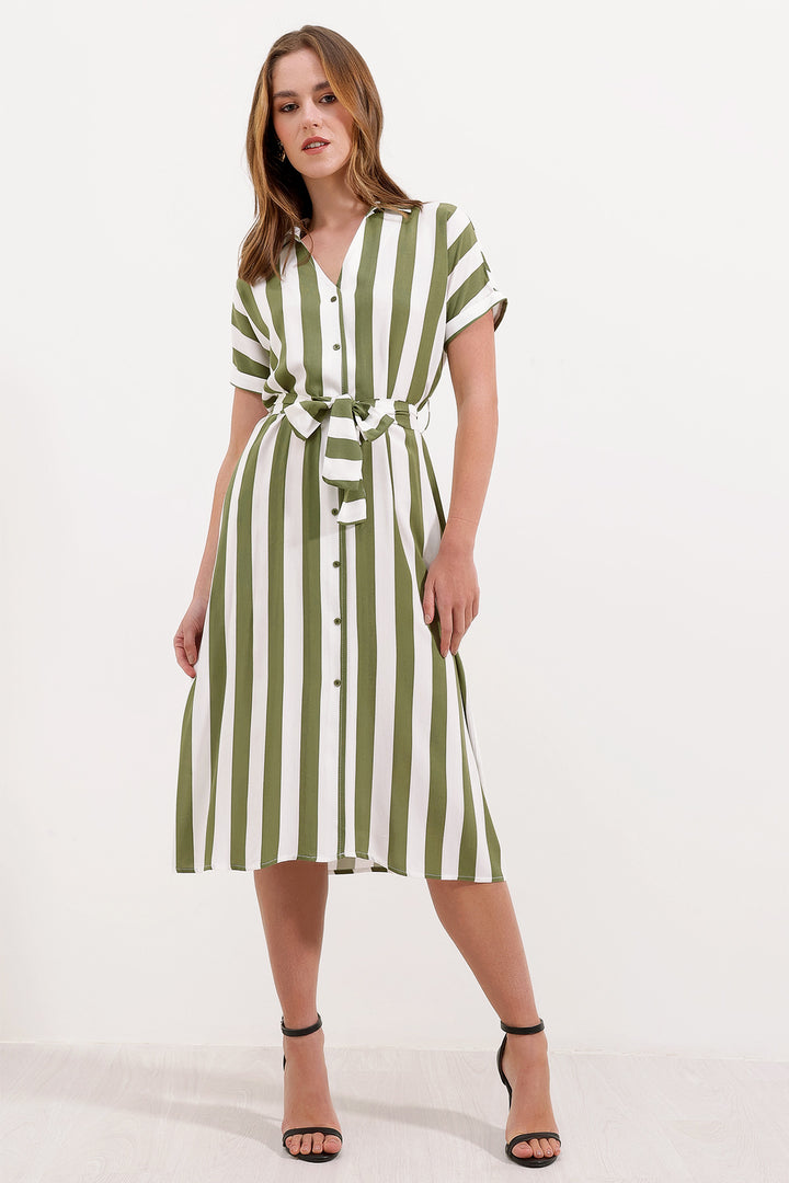 BGD Women Striped Shirt Dress - Çağla - Avondale