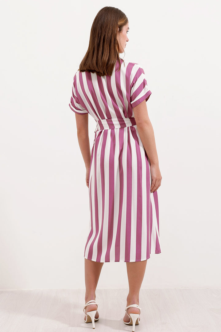 BGD Women Striped Shirt Dress - Rose Pink - Avondale