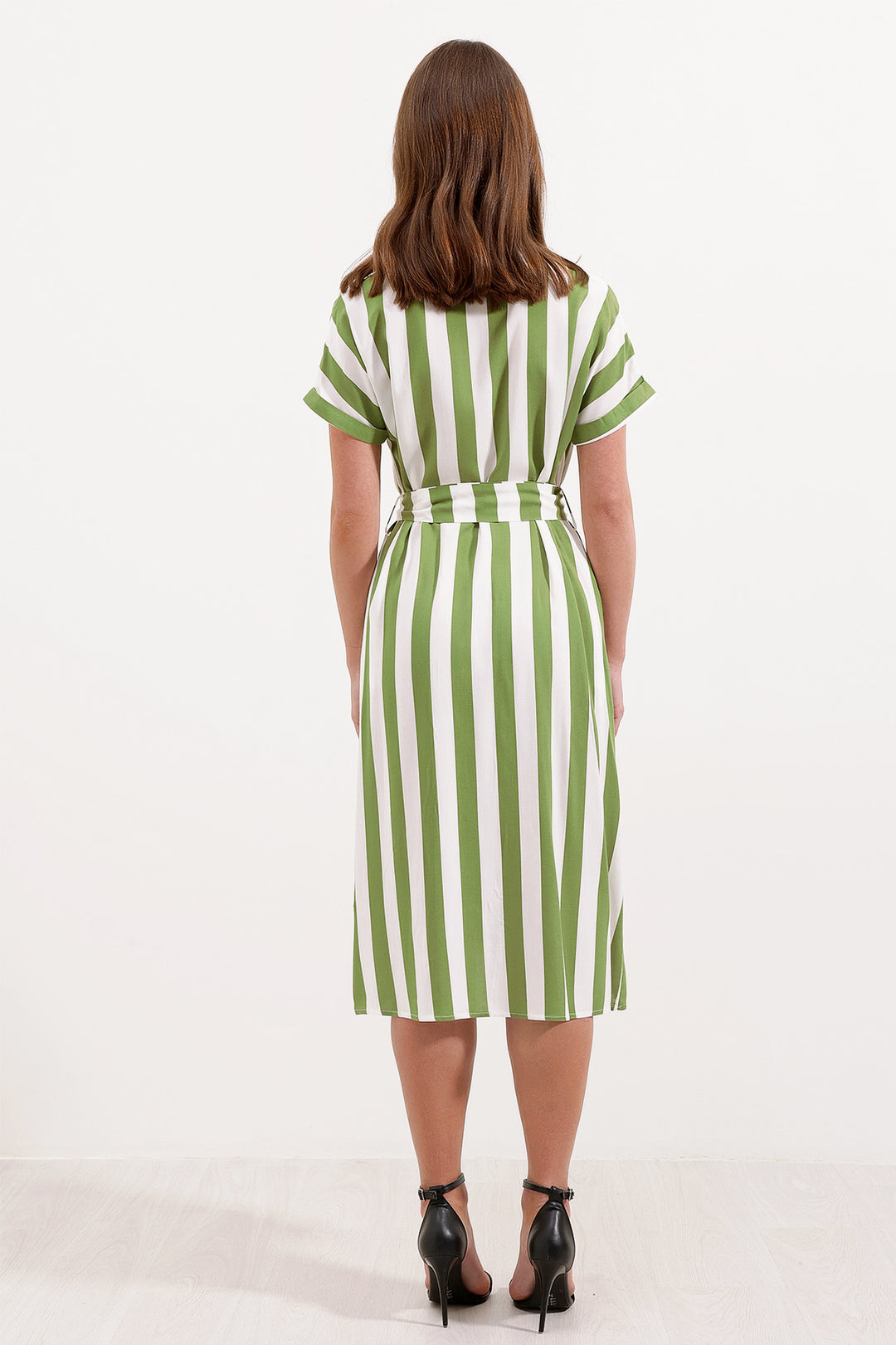 BGD Women Striped Shirt Dress - Green - Avondale