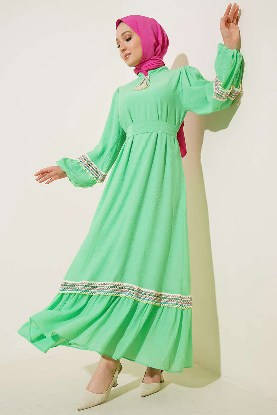 BGD Women Long Hijab Dress - Green - Avondale