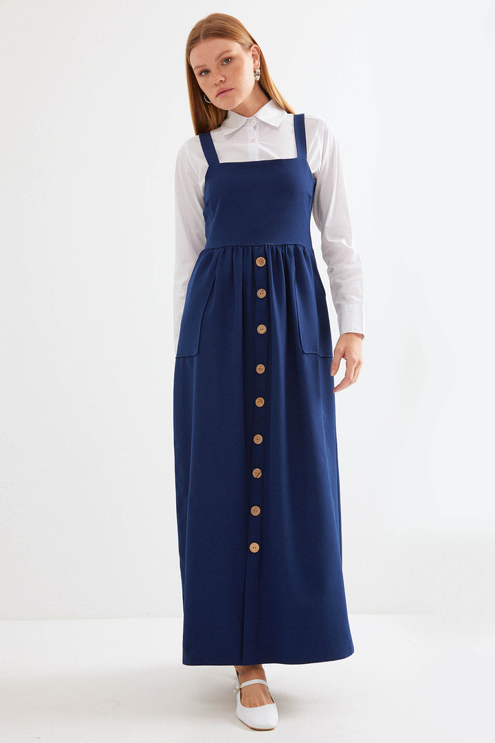 BGD Women Long Overall Dress - Navy Blue - Avondale