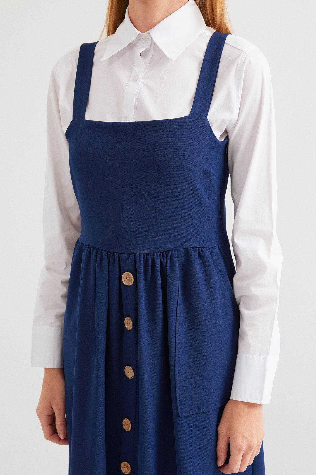 BGD Women Long Overall Dress - Navy Blue - Avondale