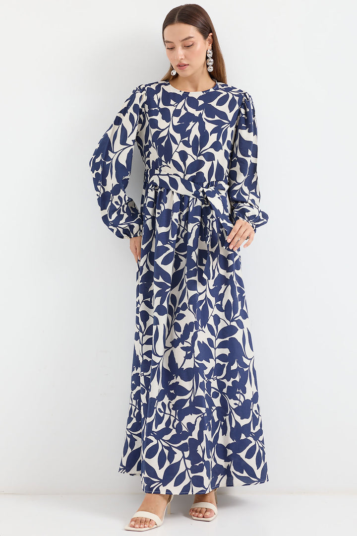 BGD Women Balloon Sleeve Hijab Dress - Navy Blue - Avondale