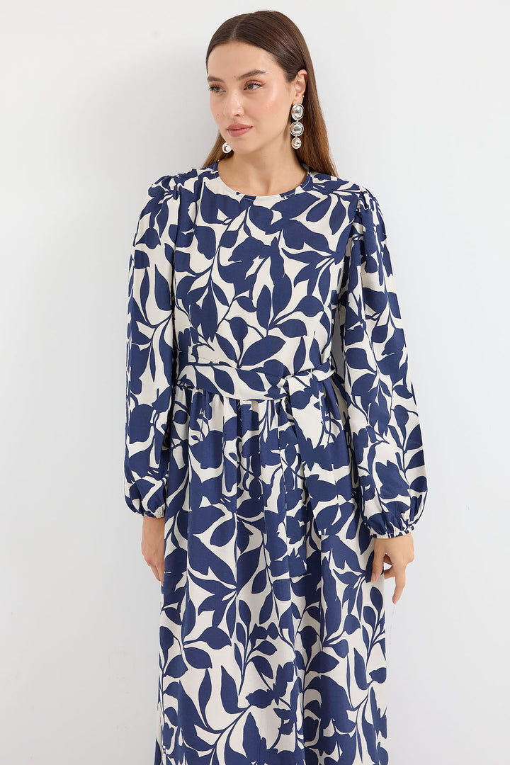 BGD Women Balloon Sleeve Hijab Dress - Navy Blue - Avondale