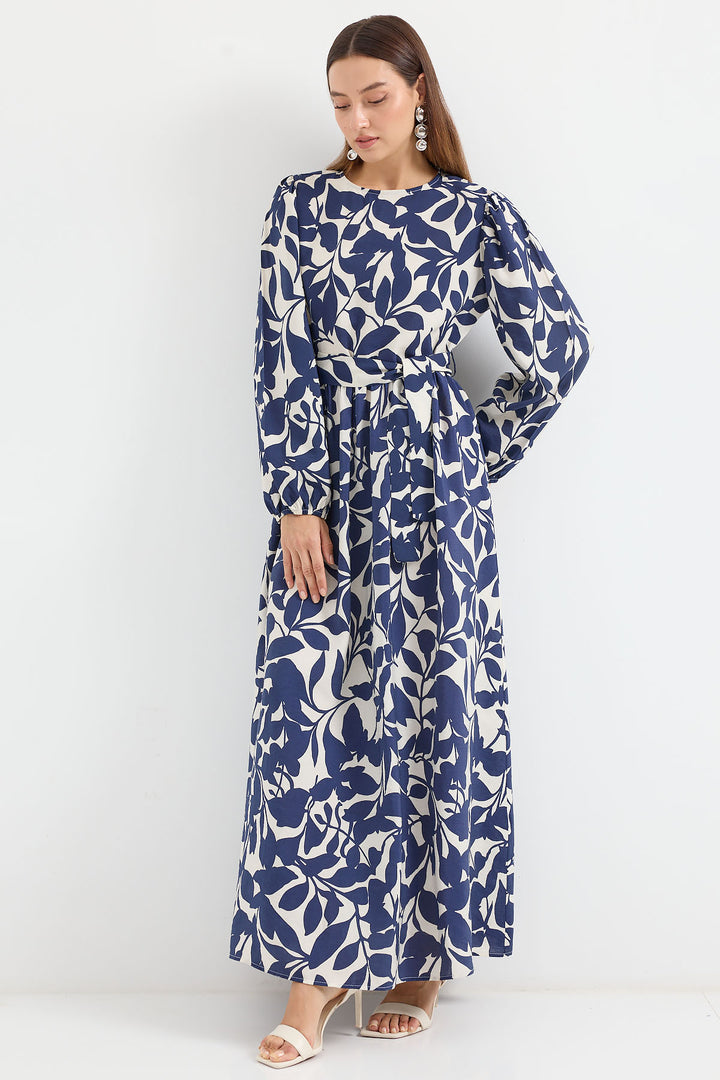 BGD Women Balloon Sleeve Hijab Dress - Navy Blue - Avondale