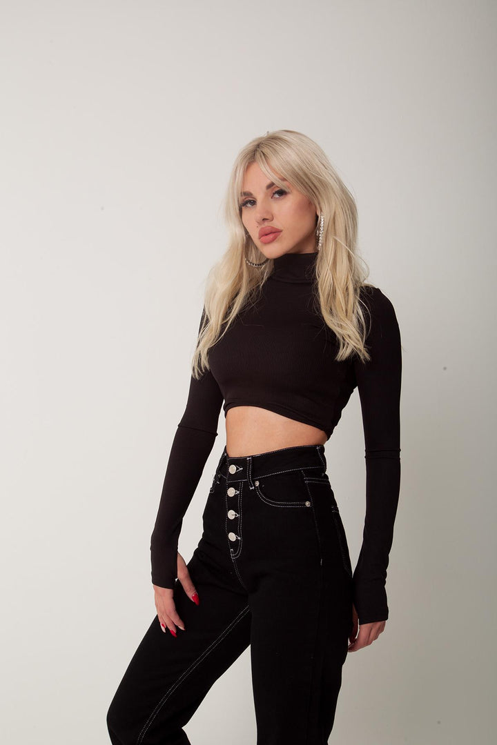 HLLY Women Prix Crop Black - جورجينا