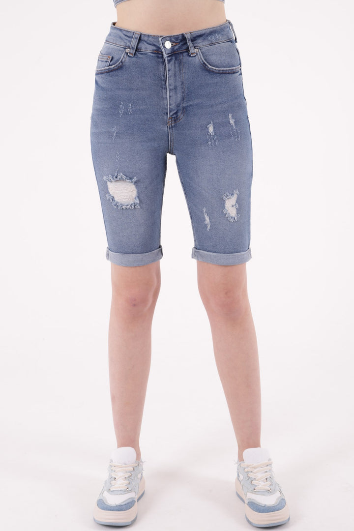 XLJ Denim Short with Double Folded Bottom Ending Mixed - Gahanna