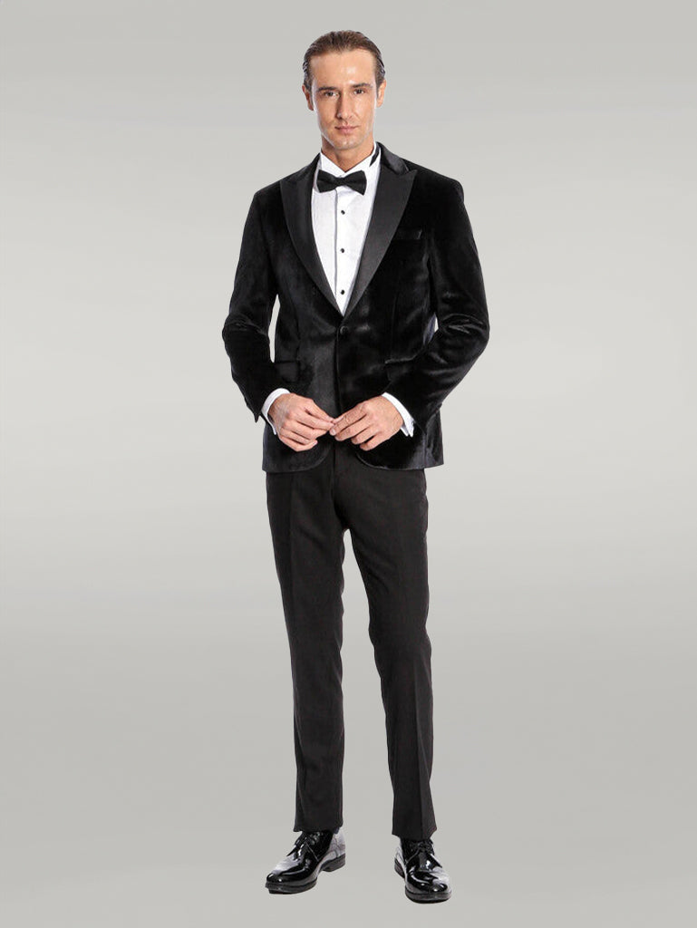 WSS Velvet Slim Fit Black Men Tuxedo Jacket  - Singen