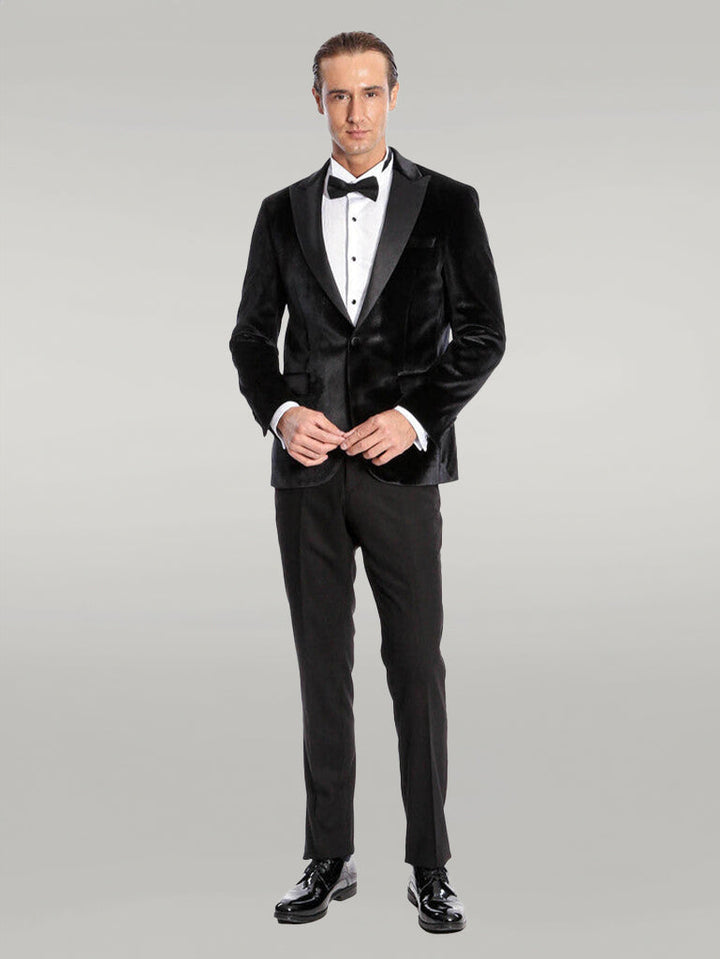 WSS Velvet Slim Fit Black Men Tuxedo Jacket  - Singen