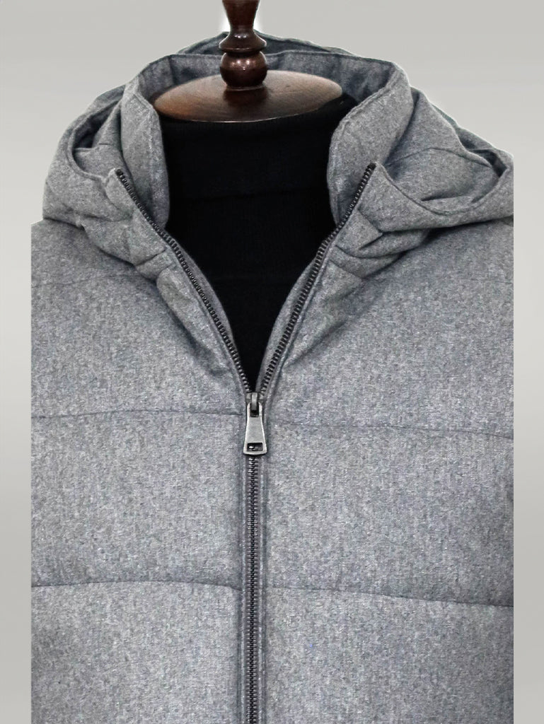 WSS Slim Fit Hooded Grey Men Coat  - Singen