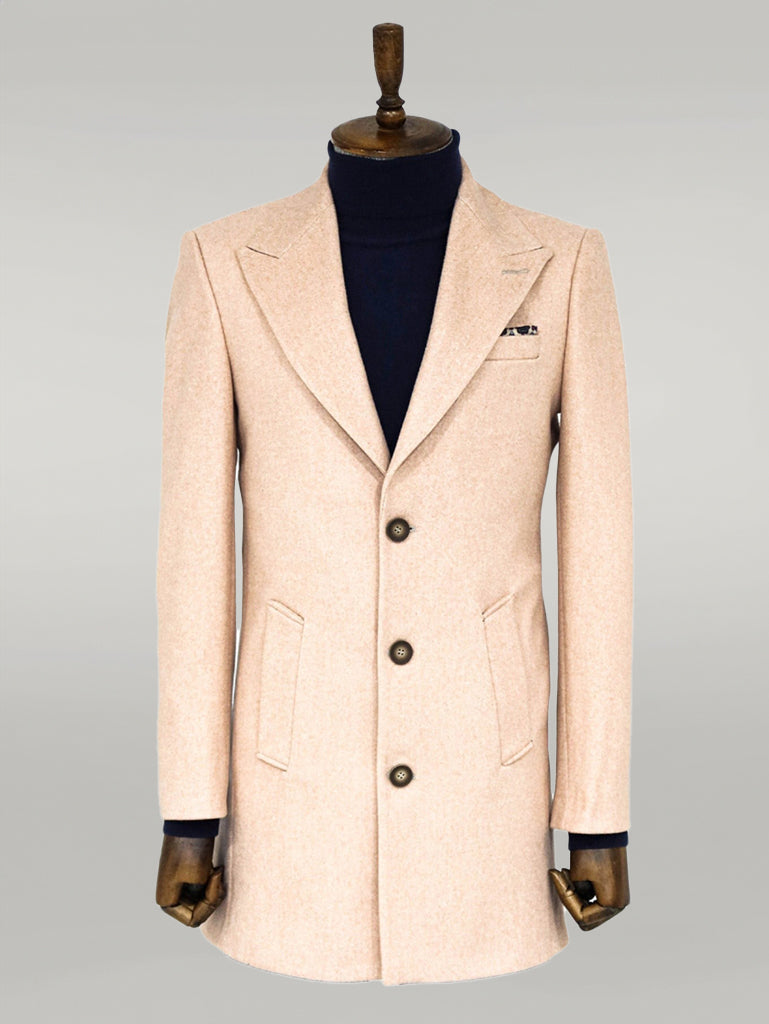 WSS Wide Lapel Wool Light Pink Men Coat  - Singen