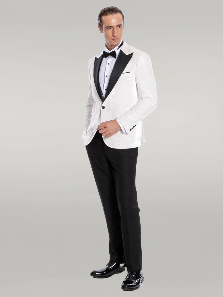 WSS Velvet Slim Fit White Men Prom Blazer  - Singen