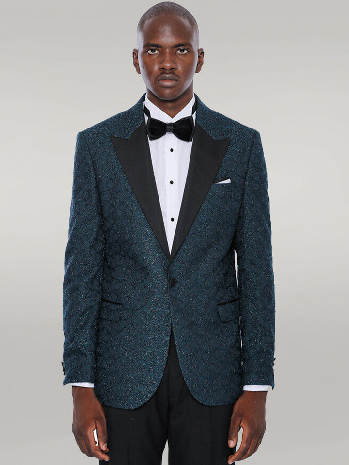 WSS Glitter Pattern Green Men Prom Blazer  - Singen