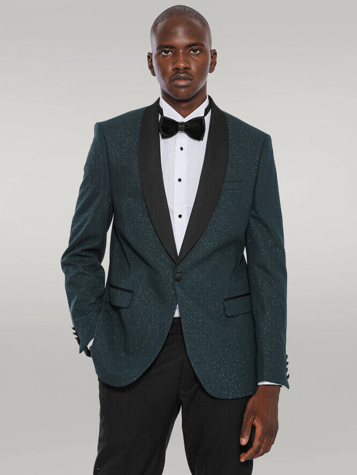 WSS Green Shawl Lapel Sparkly Tuxedo Jacket  - Singen