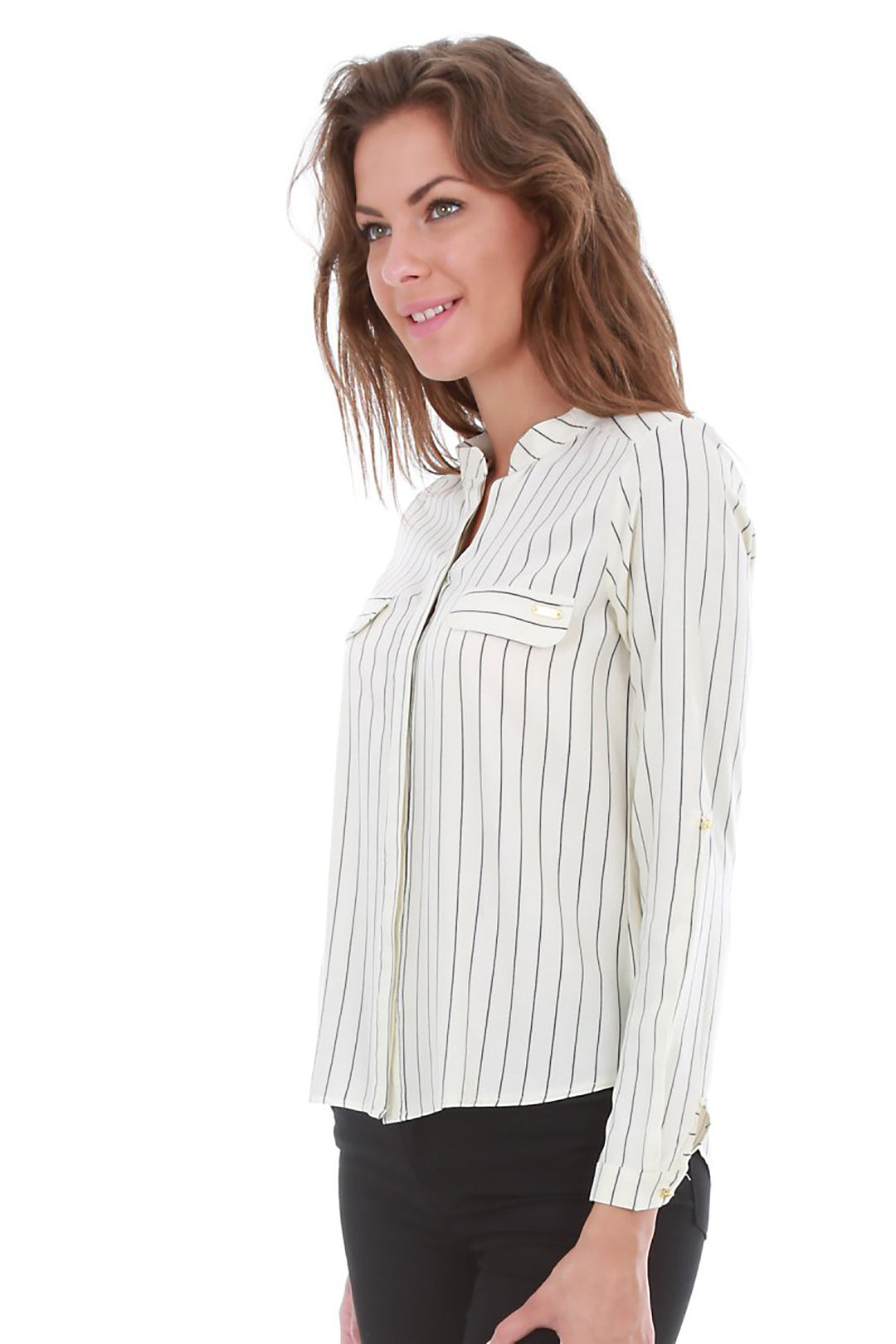 BGD Women Striped Shirt - Ecru - Avondale