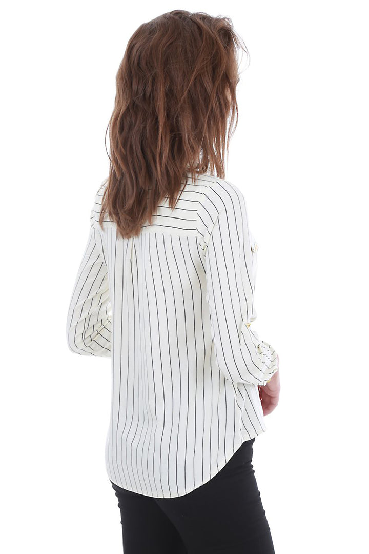 BGD Women Striped Shirt - Ecru - Avondale