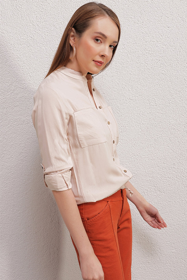 BGD Women FRONT TIED SHIRT - Cream - Avondale