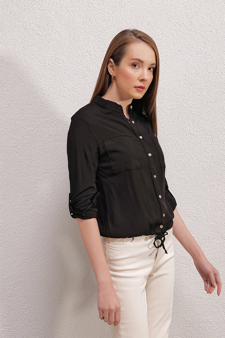 BGD Women FRONT LACED SHIRT - Black - Avondale