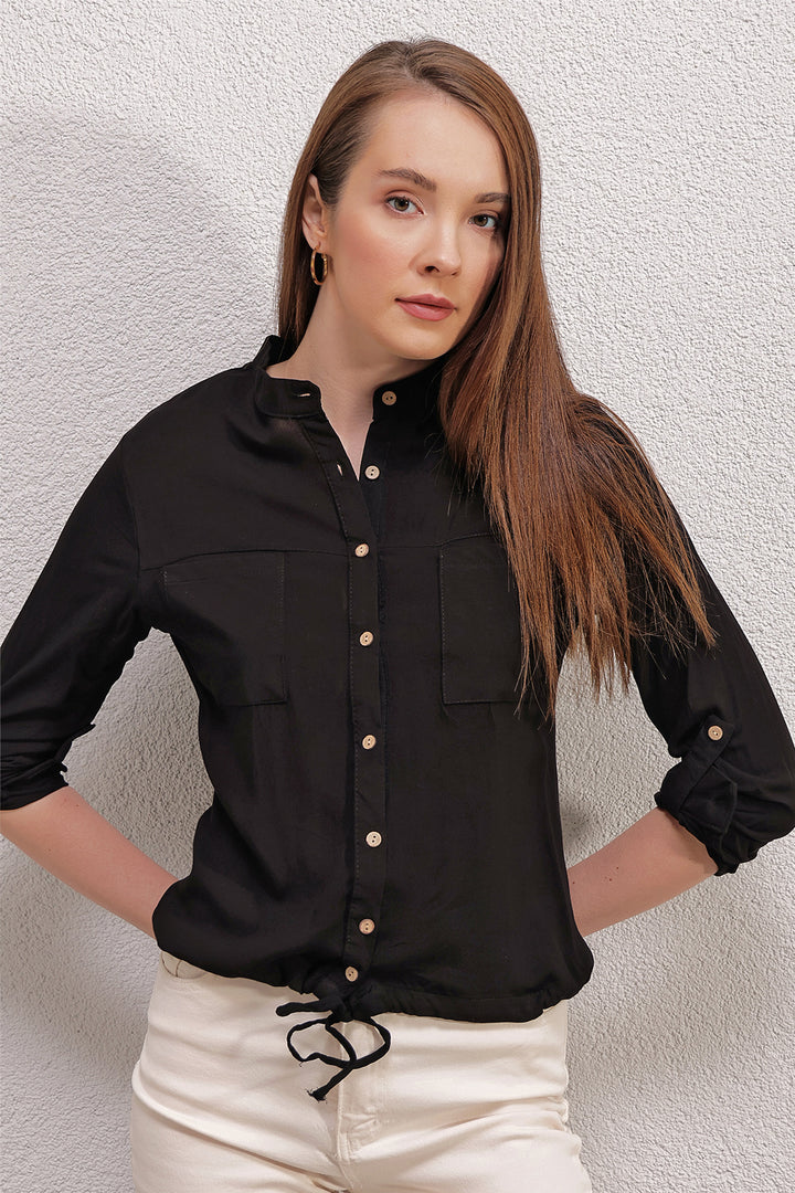 BGD Women FRONT LACED SHIRT - Black - Avondale