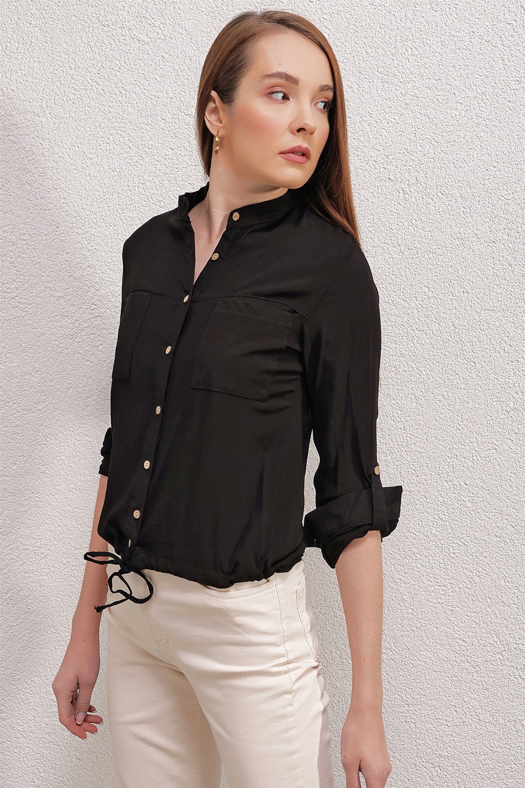 BGD Women FRONT LACED SHIRT - Black - Avondale