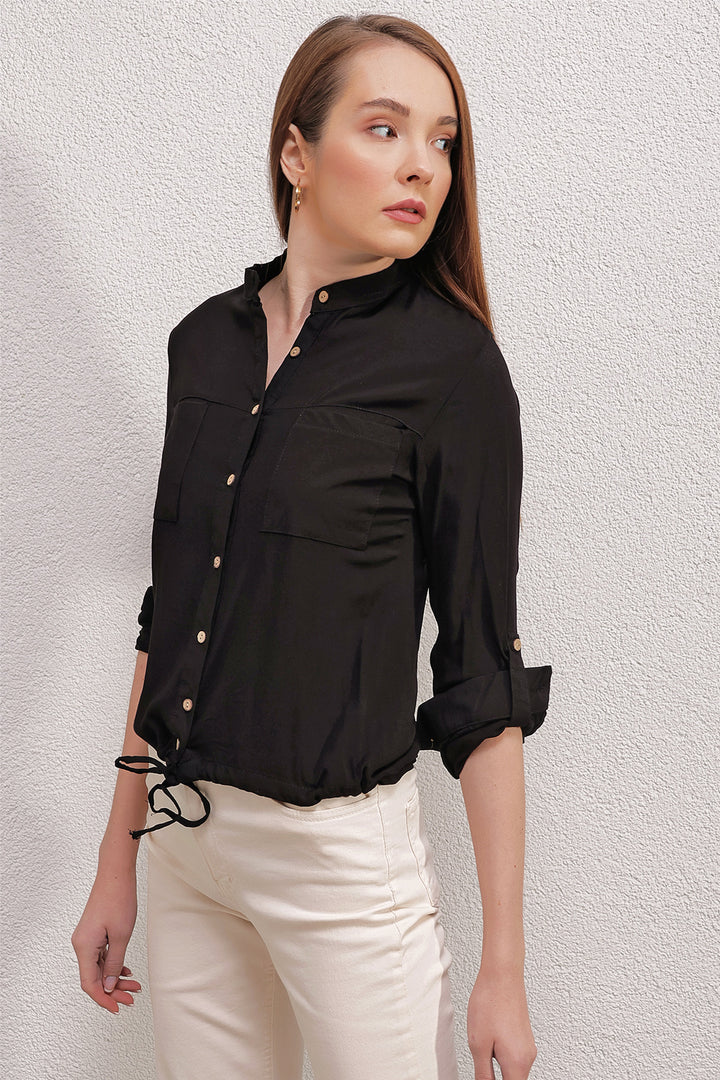 BGD Women FRONT LACED SHIRT - Black - Avondale