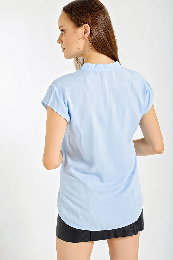 BGD Women Half Sleeve Shirt - Blue - Avondale