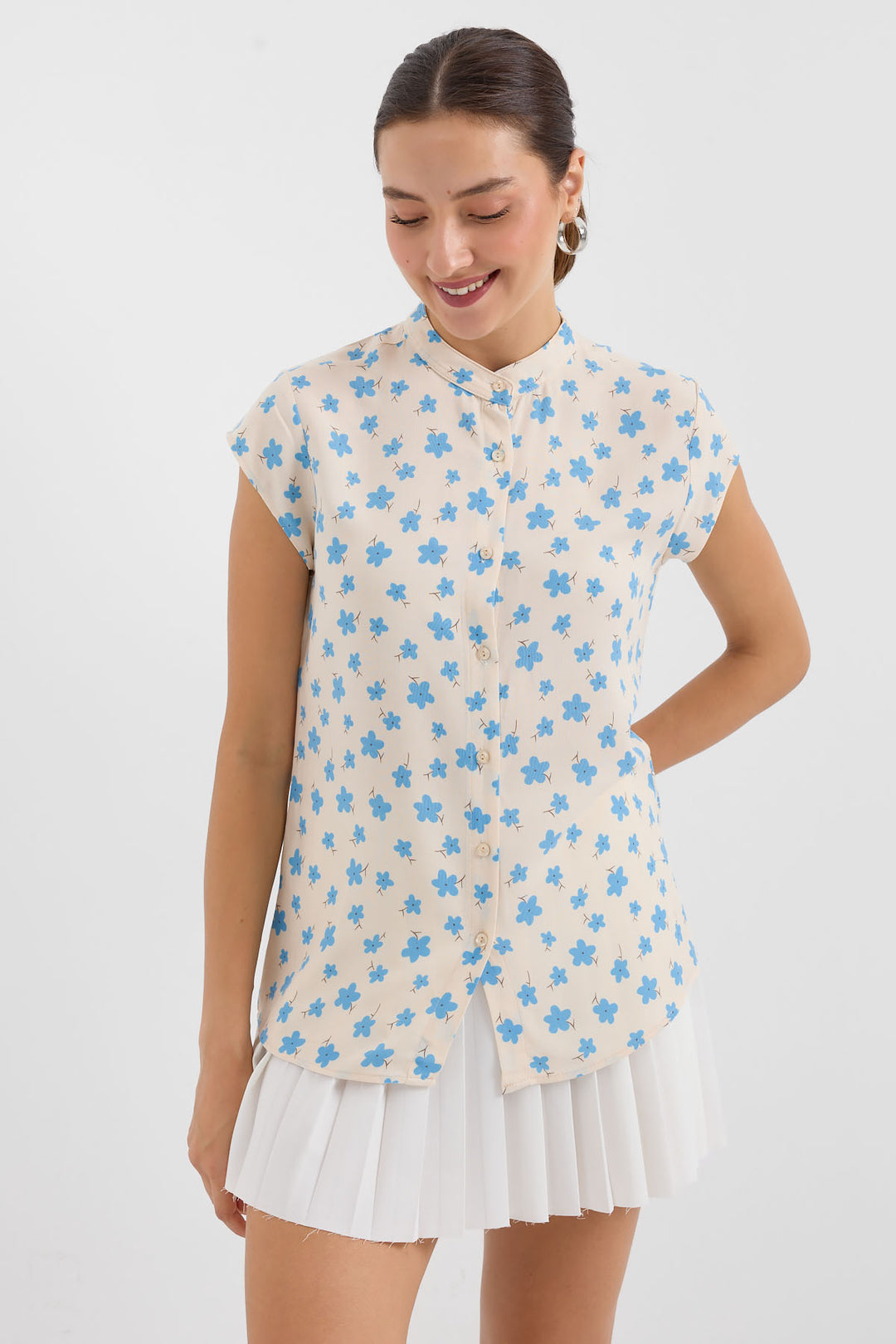 BGD Women Half Sleeve Shirt - Light Blue - Avondale