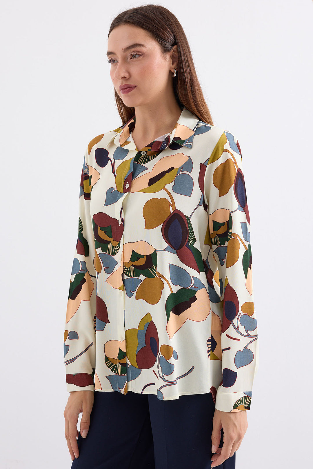 BGD Women Graphic Patterned Shirt - Khaki Beige - Avondale