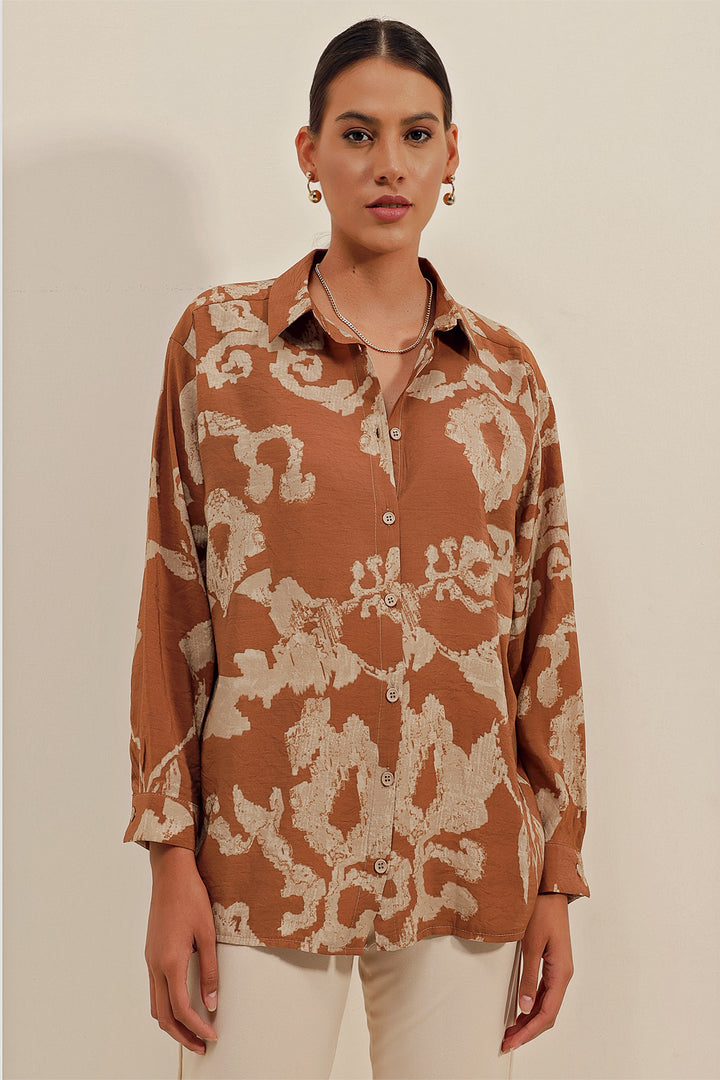 BGD Women Oversize Long Basic Shirt - V. Brown - Avondale