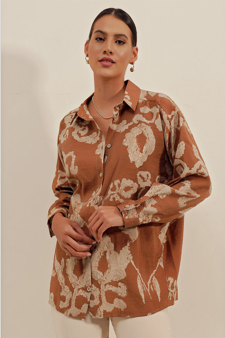 BGD Women Oversize Long Basic Shirt - V. Brown - Avondale