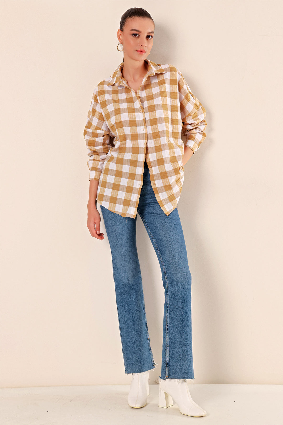 BGD Women Oversize Long Basic Shirt - Mink - Avondale