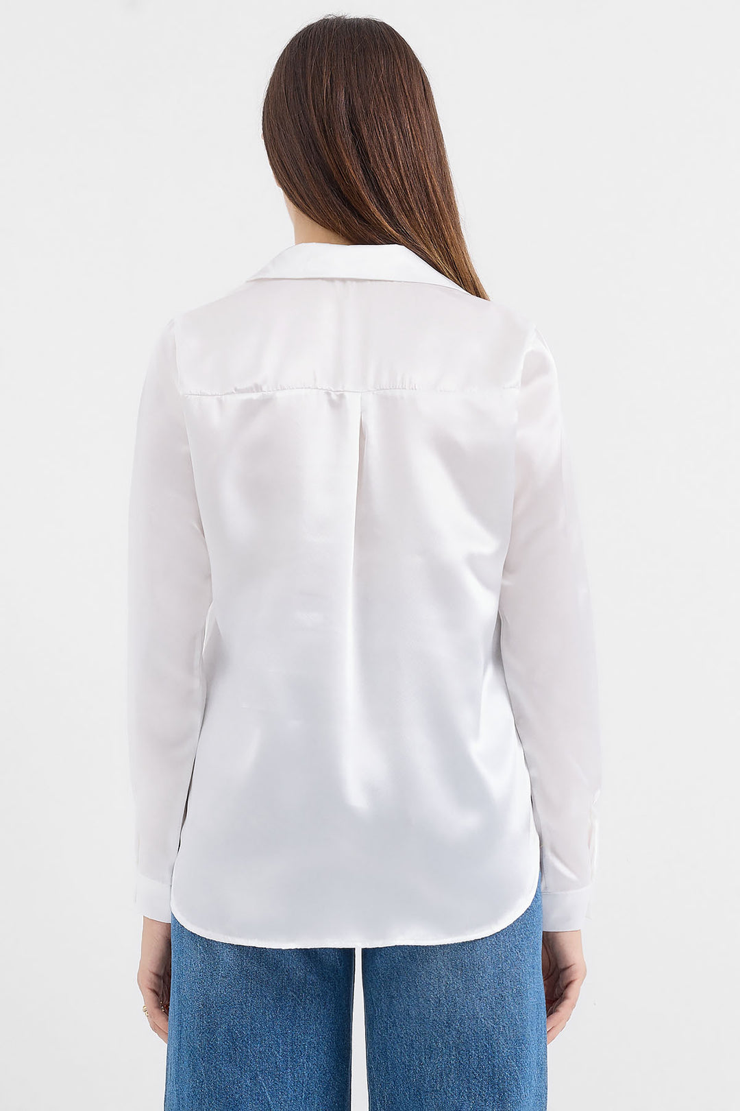 BGD Women Lightweight Satin Shirt - White - Avondale