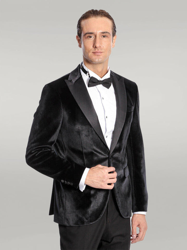 WSS Velvet Slim Fit Black Men Tuxedo Jacket  - Singen