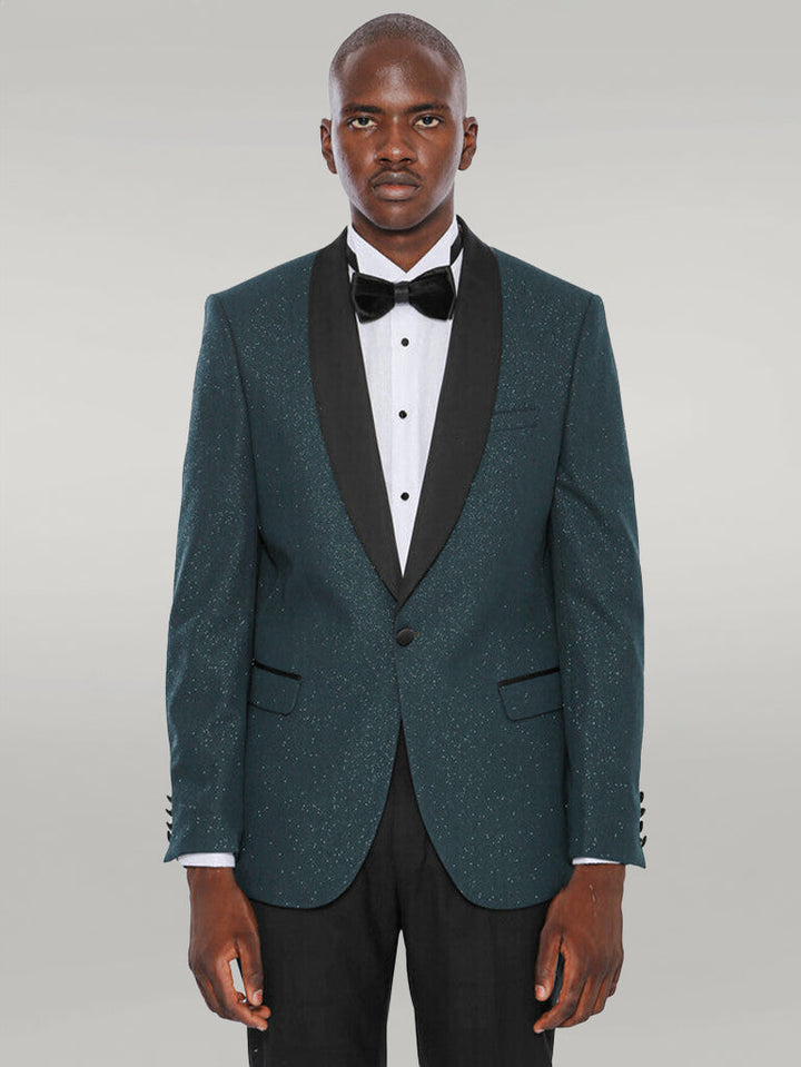 WSS Green Shawl Lapel Sparkly Tuxedo Jacket  - Singen