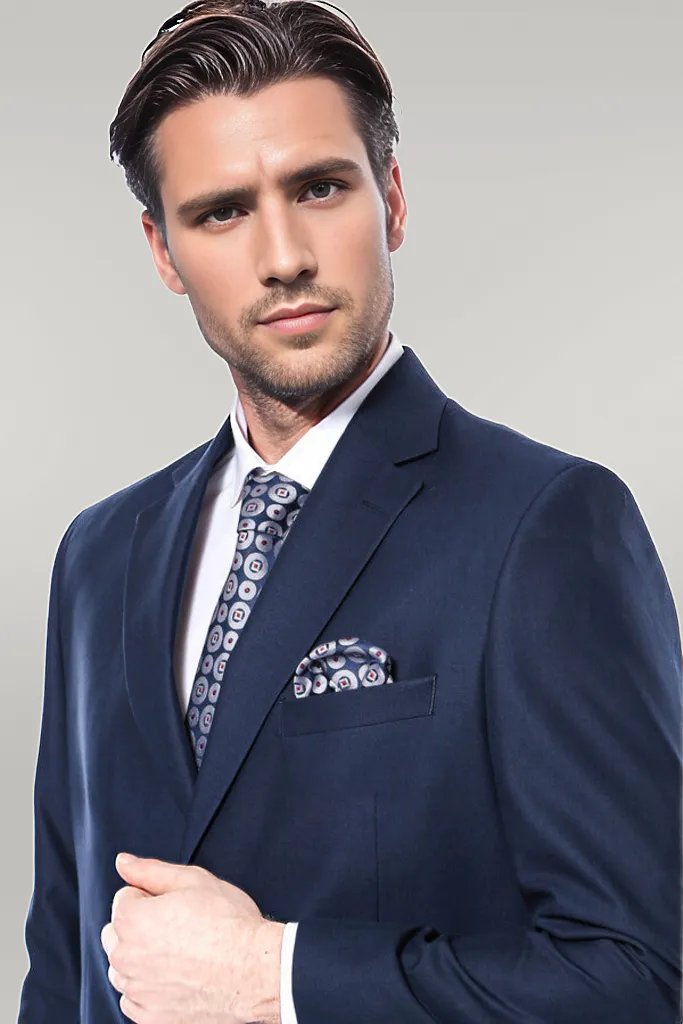 WSS 4 Drop Navy Blue Polyviscose Suit  - Singen