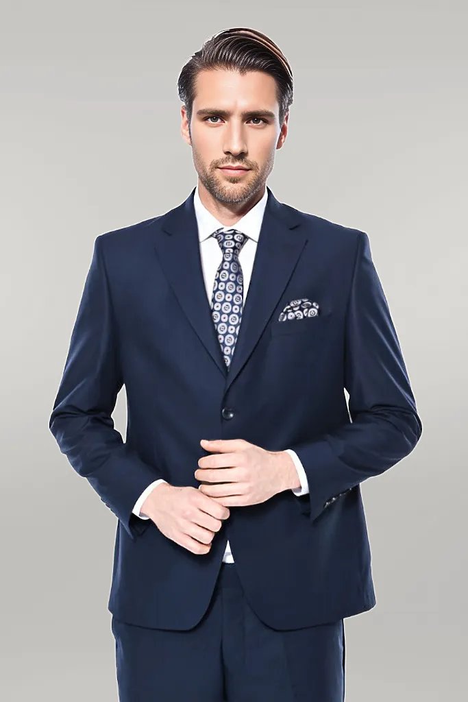 WSS 4 Drop Navy Blue Polyviscose Suit  - Singen