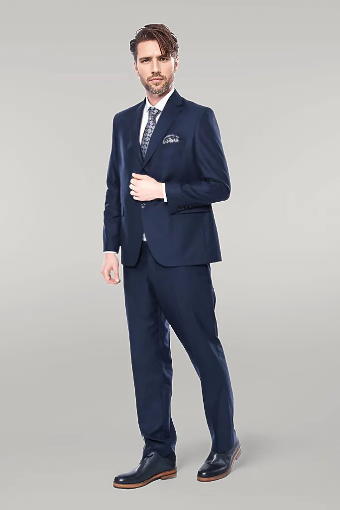 WSS 4 Drop Navy Blue Polyviscose Suit  - Singen