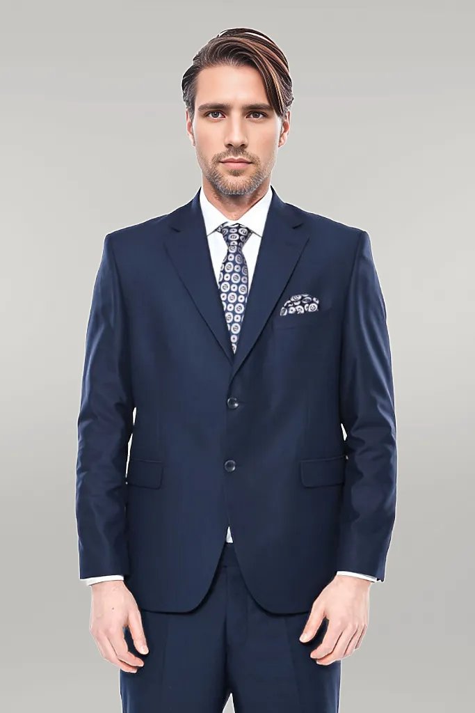 WSS 4 Drop Navy Blue Polyviscose Suit  - Singen