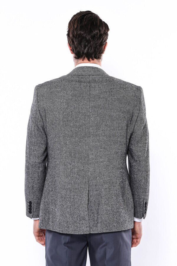 WSS 4 Drop Regular Cut Wool Grey Men Blazer  - Singen