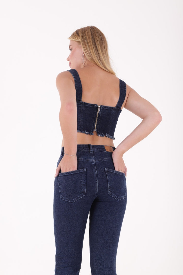 XLJ Denim Bustier with Fringes Mixed - Bergheim