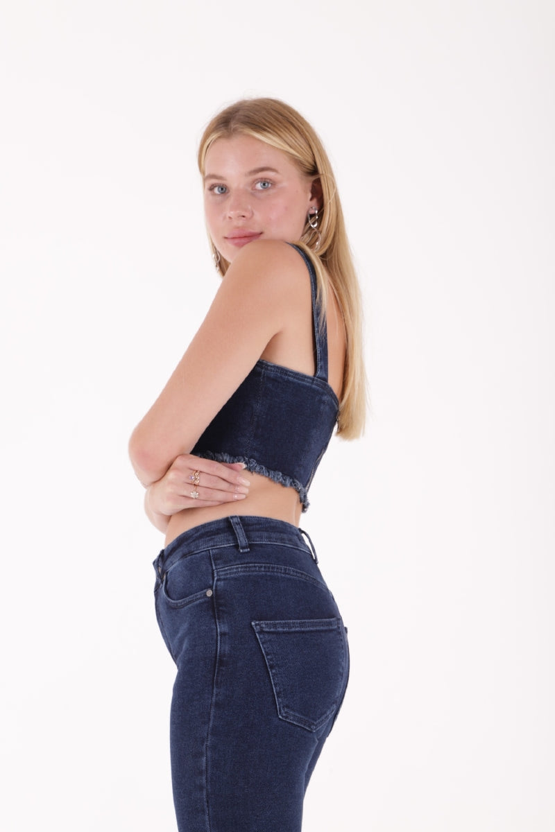 XLJ Denim Bustier with Fringes Mixed - Bergheim