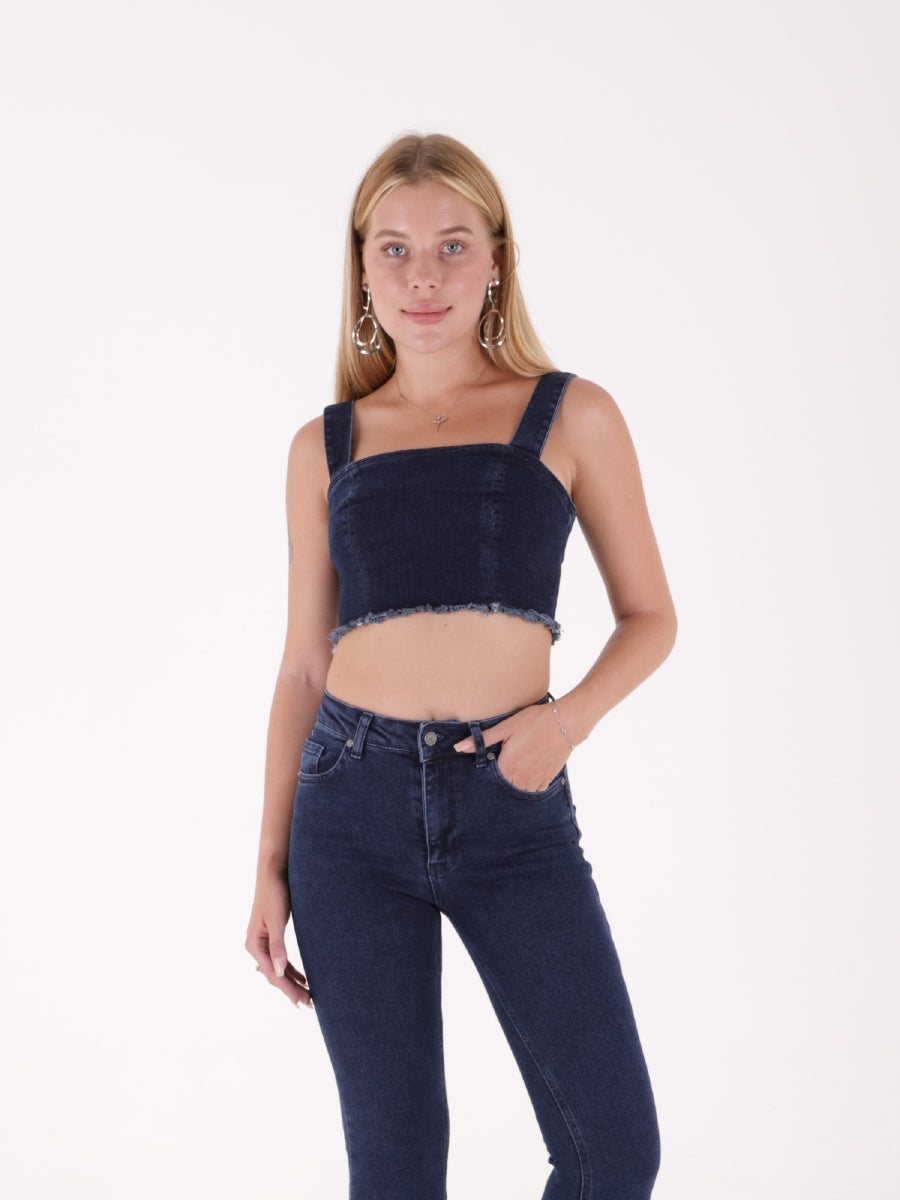 XLJ Denim Bustier with Fringes Mixed - Bergheim