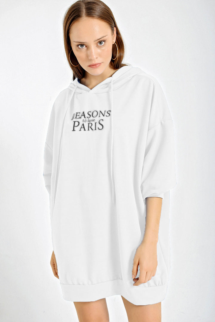 BGD Women Oversized Sweat Dress - White - Avondale