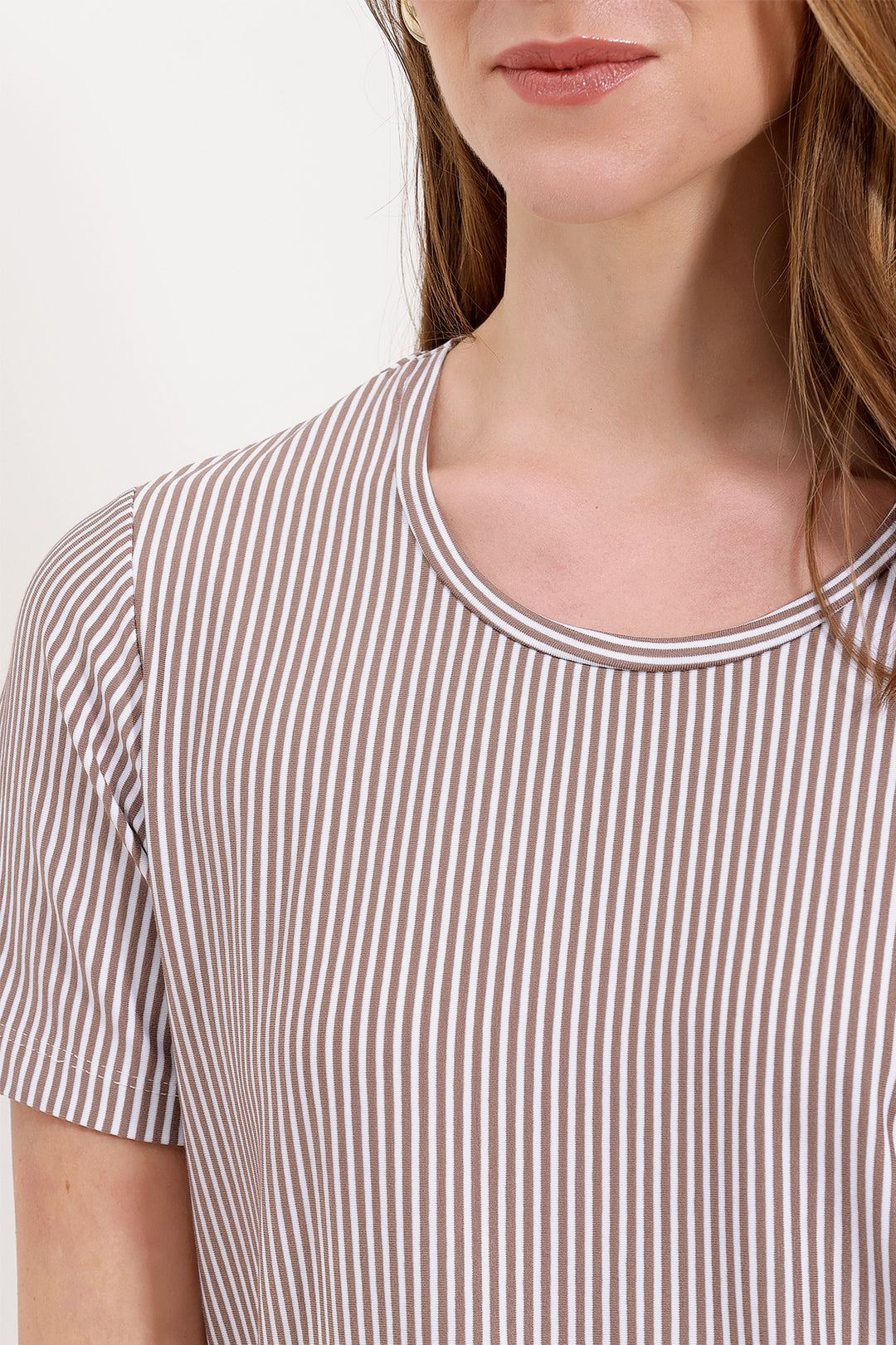 BGD Women Striped Basic T-shirt - Brown - Avondale