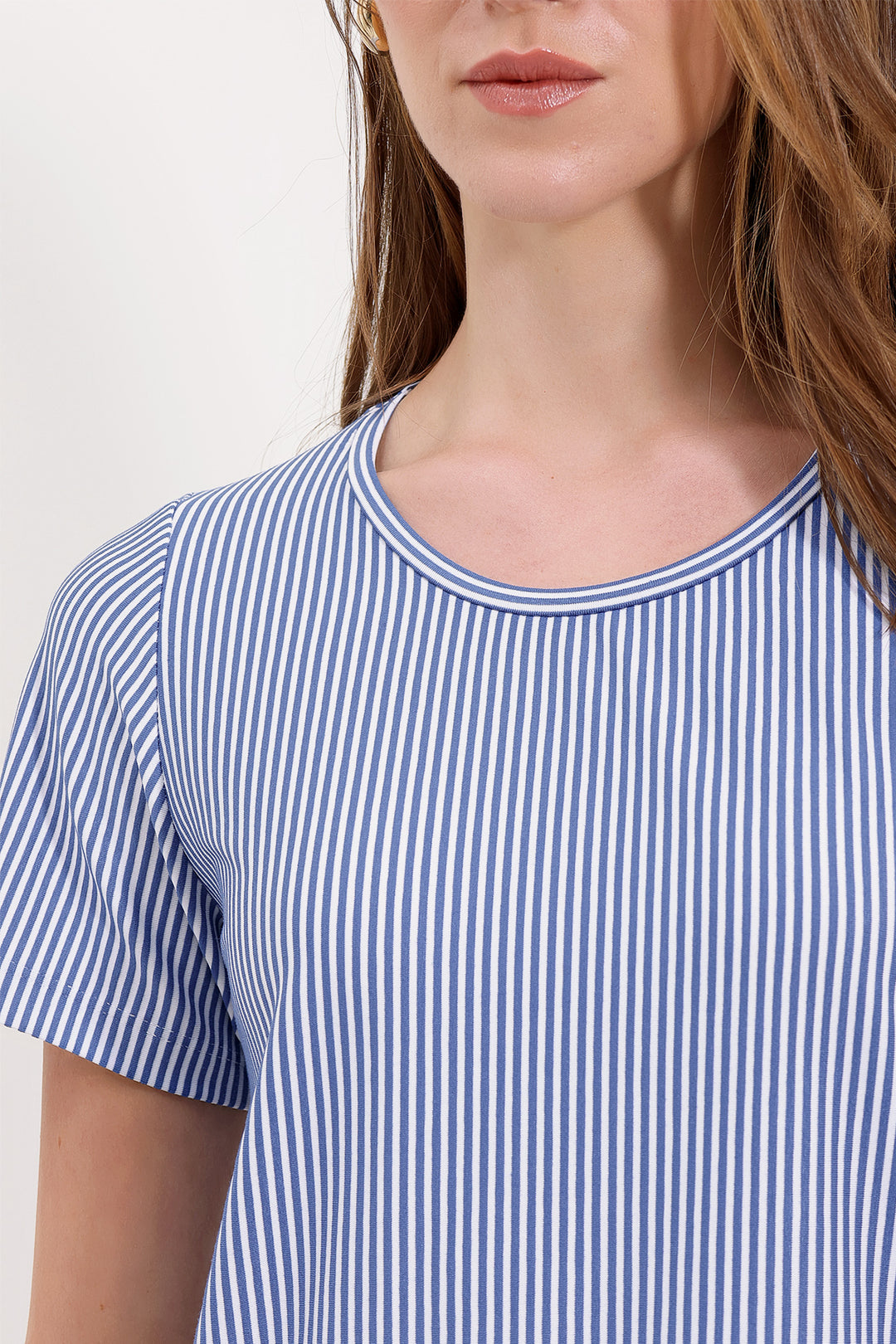 BGD Women Striped Basic T-shirt - Blue - Avondale