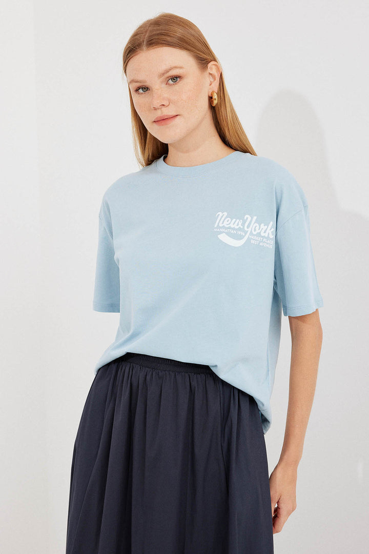 BGD Women Printed Basic T-shirt - Blue - Avondale