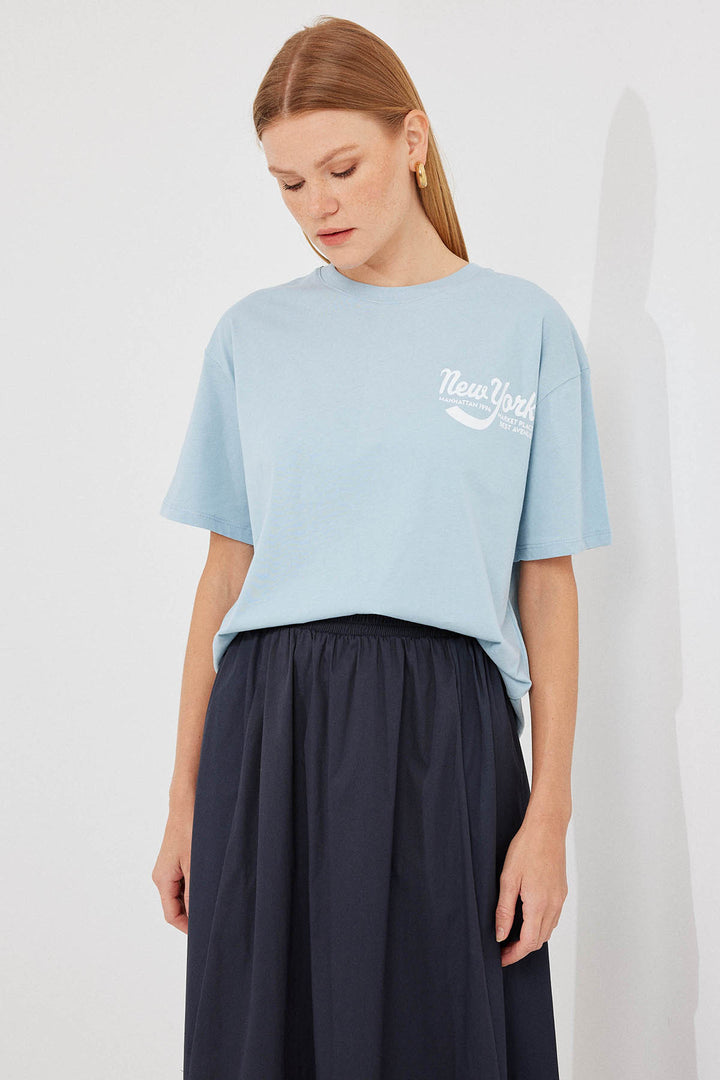 BGD Women Printed Basic T-shirt - Blue - Avondale